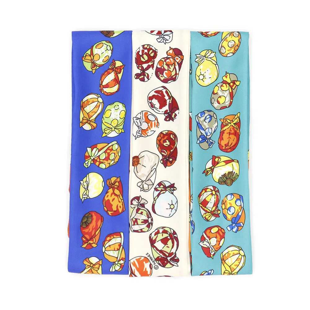 5 * 90 cm neues Design Paris Twill Hut Band Gürtel Seidenschal gebunden Tasche kleines Band Damen Seidenschal Stirnband Schal Großhandel