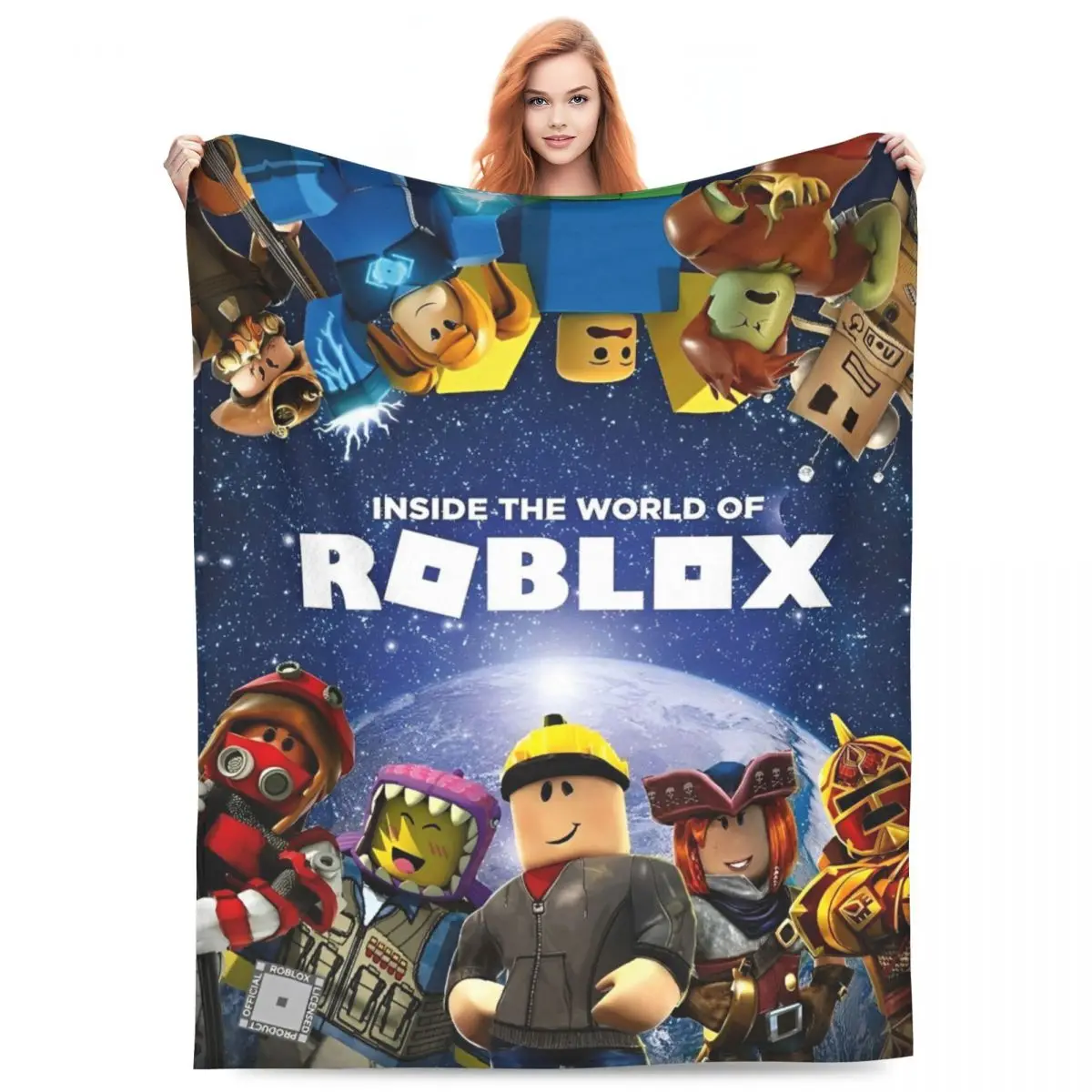 R-Robloxes Game Blankets Warm Soft Print Plush Bedding Throws For Couch Bed Camping Flannel Bedspread Bed Cover