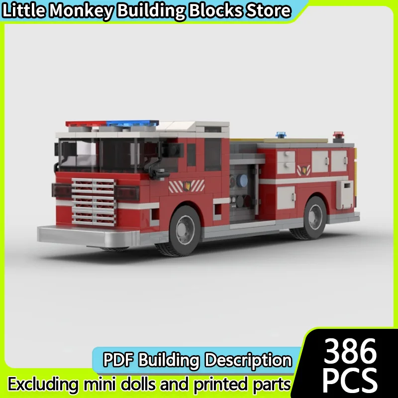

Модель городской спасательной техники MOC, строительные кирпичи, пожарная машина, модульная технология, детские праздничные подарки, сборка игрушек, костюм
