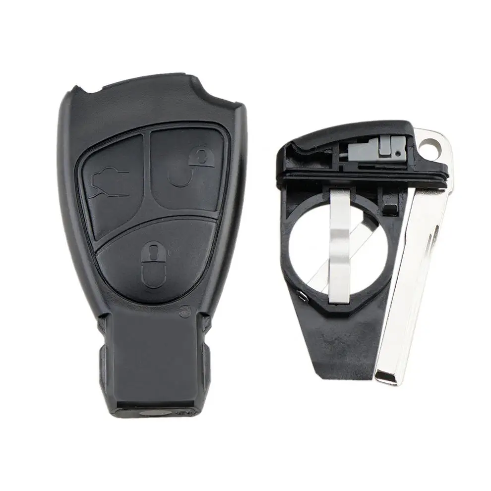 Car Key Fob Shell Case Replacement Smart Insert Key Remote Cover with Balde and Battery Holder for Mercedes-BenzC M B E CL