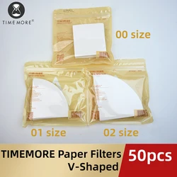 TIMEMORE Coffee Filter Paper 50pcs Pour Over Coffee Paper Filters Home V-Shaped Filter Paper Work With Cone Coffee Dripper