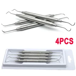 4Pcs/set Dental Tooth Scaler Kit Dental Double-Ended Design Teeth Cleaning Tool Stainless Steel Dentistry Instrument Tools