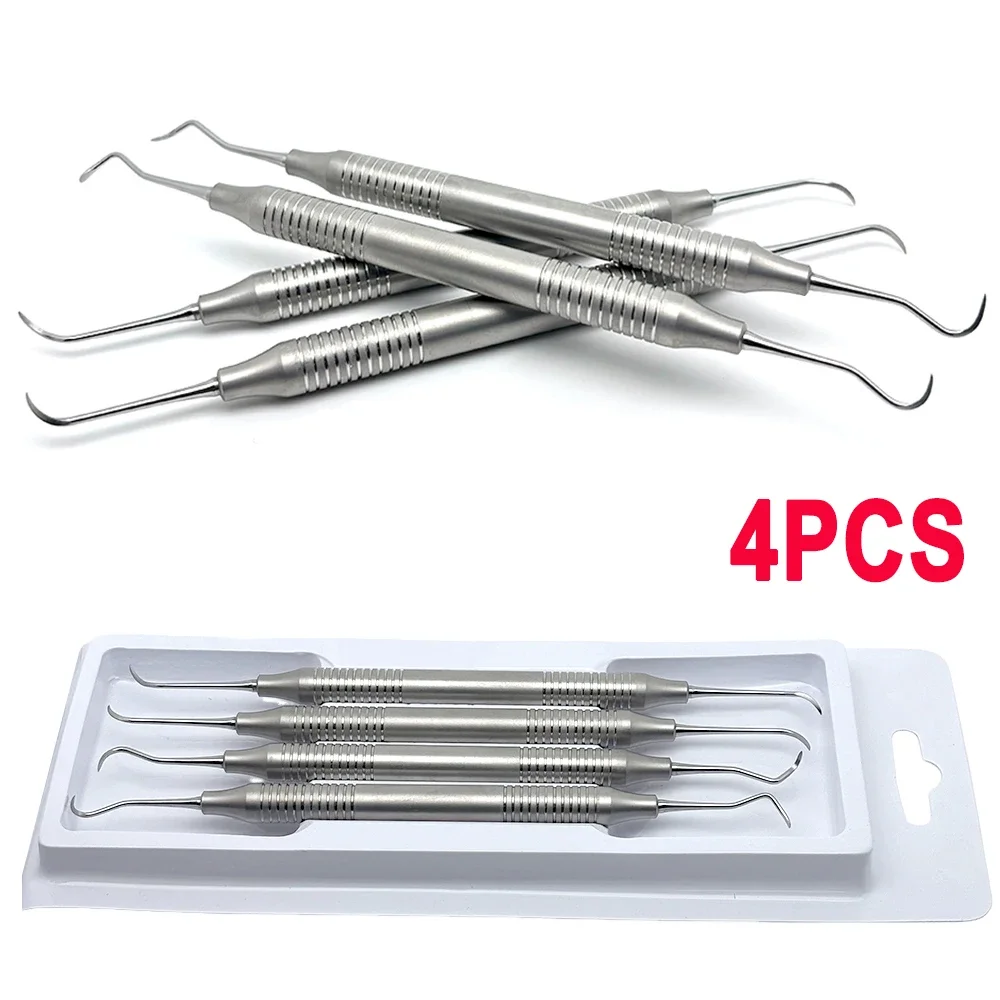 4Pcs/set Dental Tooth Scaler Kit Dental Double-Ended Design Teeth Cleaning Tool Stainless Steel Dentistry Instrument Tools
