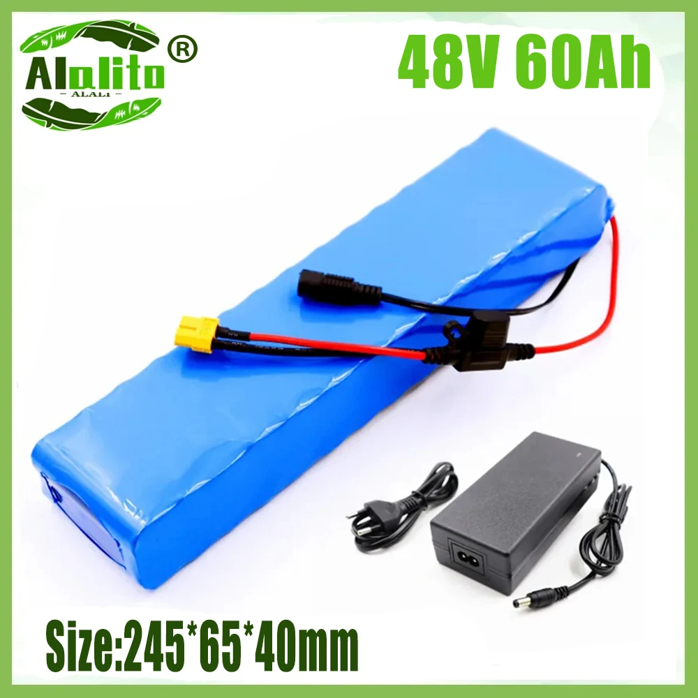 

E-bike Battery 48v 60Ah 18650 Lithium Ion Battery Pack 13S2P Bike Conversion Kit Bafang 1000w and 54.6V 2A Charger + XT60 E-bik