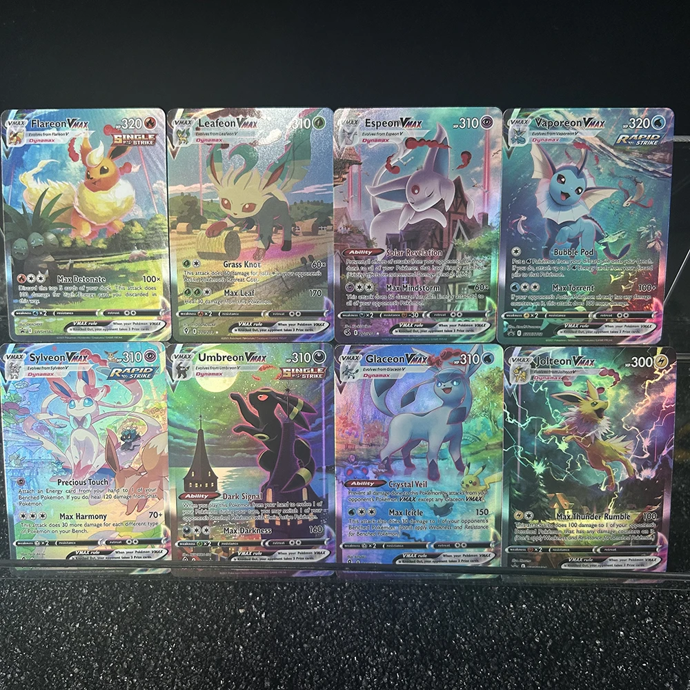 

Anime Vmax PTCG Collection Card Eeveelution Umbreon Espeon Sylveon Jolteon Glaceon Holographic Trading Card Birthday Gifts