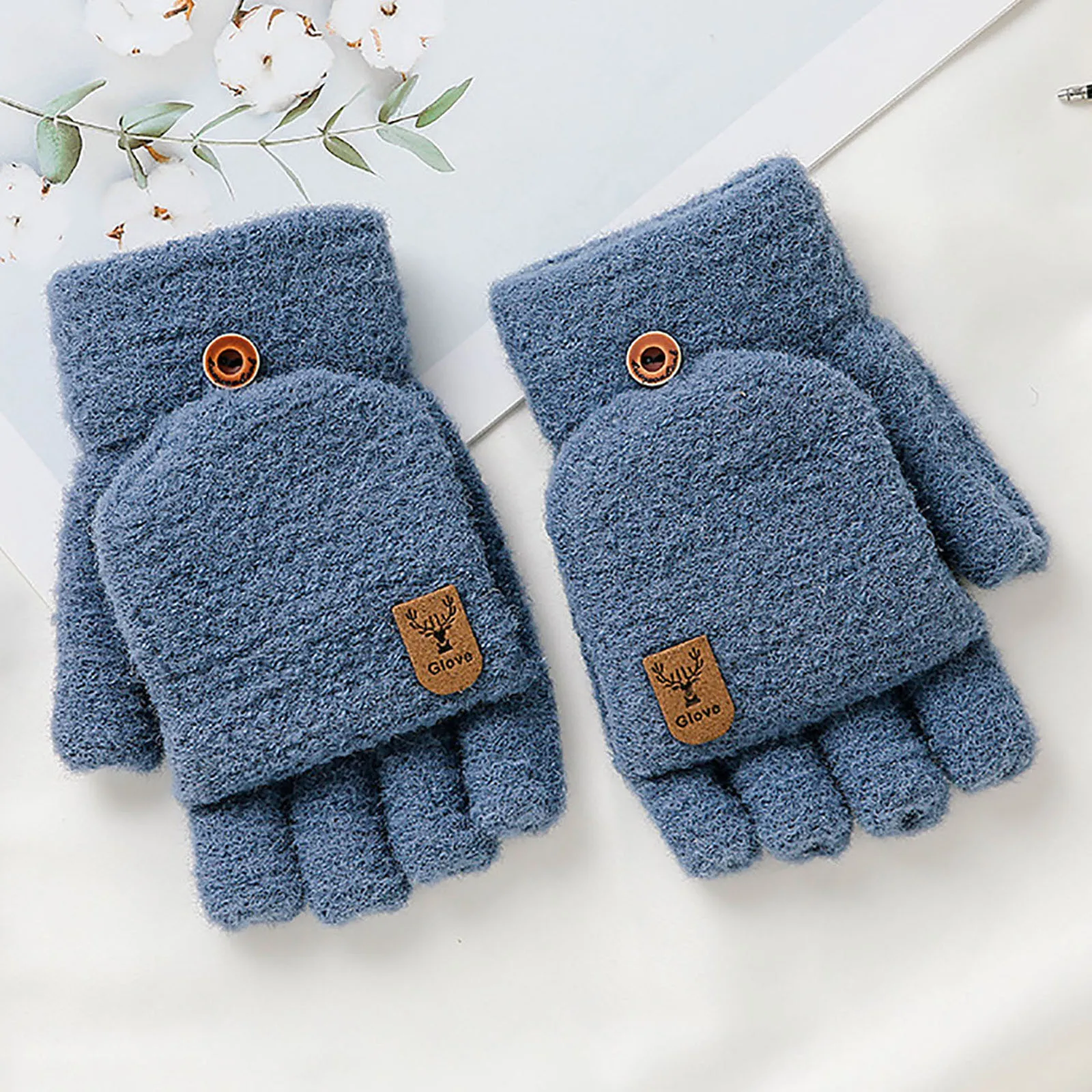 

Fashion Women Men Plush Warm Glove Fur Mittens Flip Fingerless Gloves Soft Girls Thick Gloves Flexible Half Finger Winter