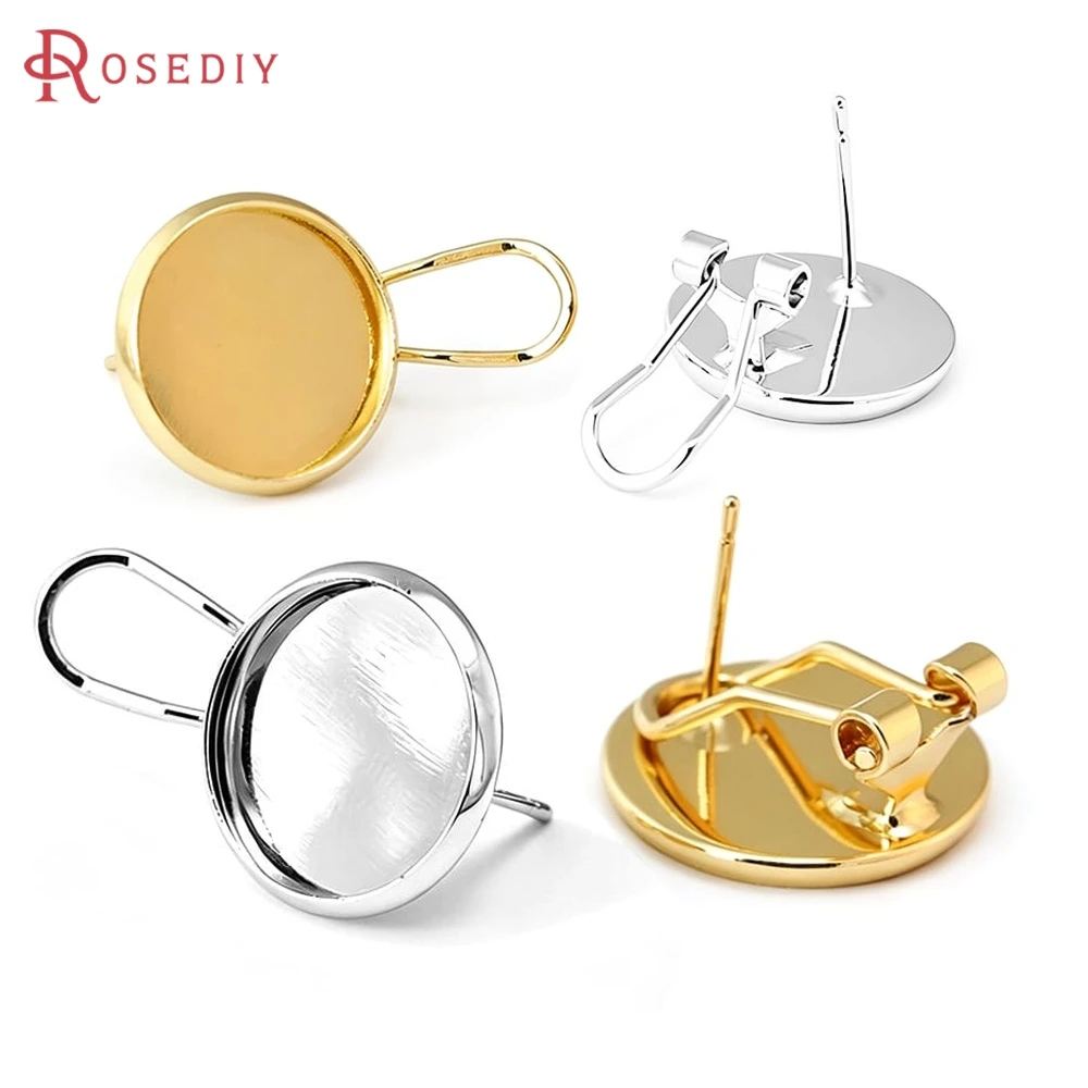 6PCS 18K Gold Color Brass Round Stud Earring High Quality Diy Women's Earrings Jewelry Accessories Jewellery Making Materials