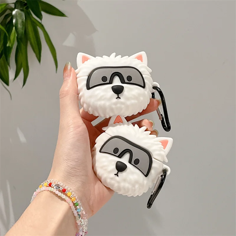 

3D West Highland White Terrier Earphone Case for AirPods Pro 2 Cover Cute Dog Wireless Earbuds Cover for Airpods 2 Case