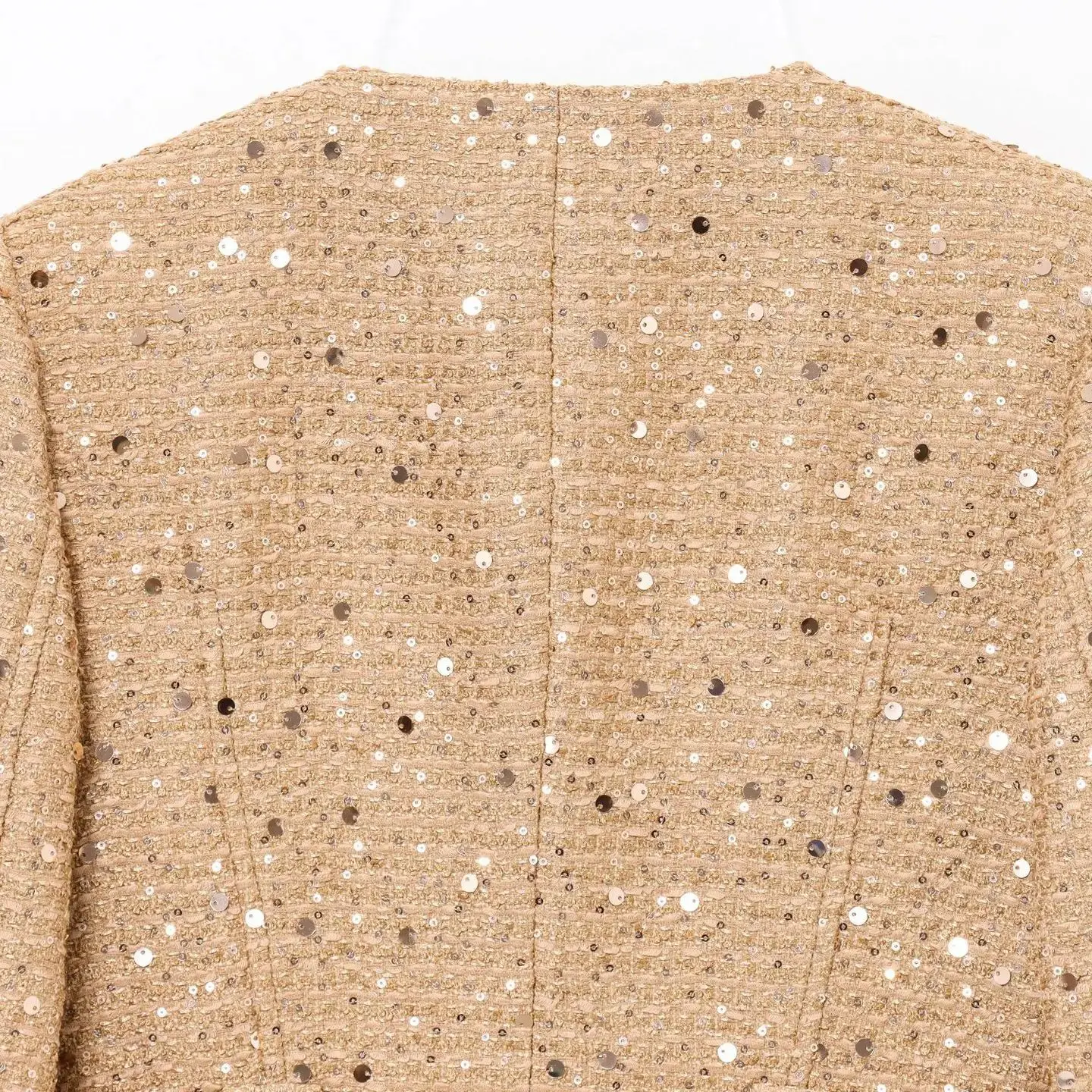 ผู้หญิง SHINY Sequined เสื้อแจ็คเก็ตเข็มขัดหลวมลูกเรือคอยาวแขนยาว COMMUTER SINGLE Breasted Coat ฤดูใบไม้ผลิฤดูร้อนใหม่ CHIC TOP