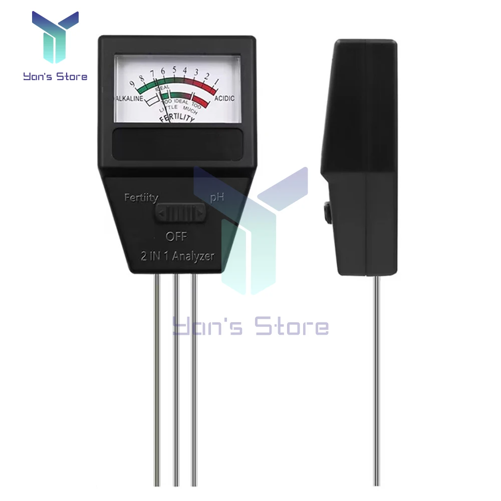 Misuratore di fertilità del PH del suolo 2 in 1 con 3 sonde Tester del PH del suolo misuratore di acidità del dispositivo di misurazione Fertile della pianta per il giardino