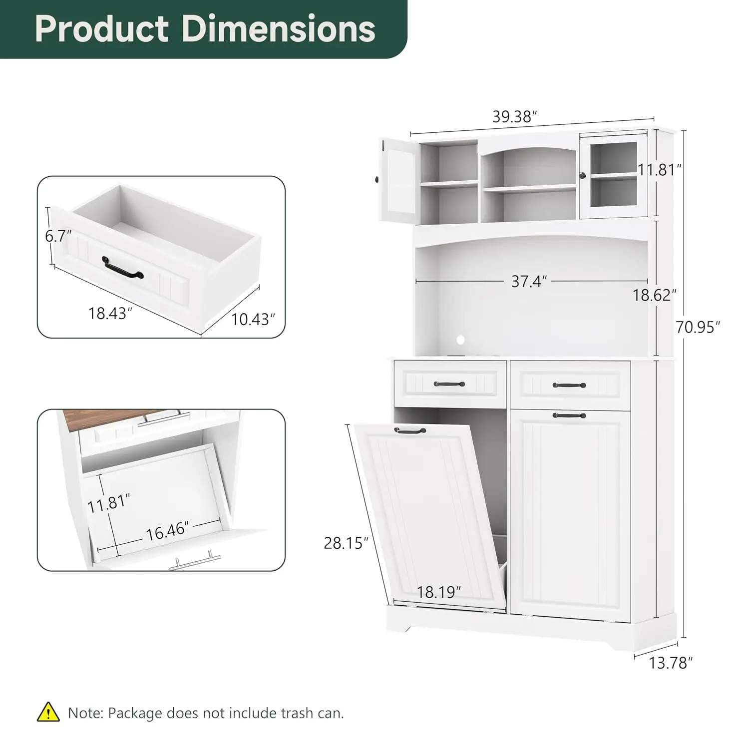 Tilt Out Trash Cabinet with Deodorizing & Outlet, 71
