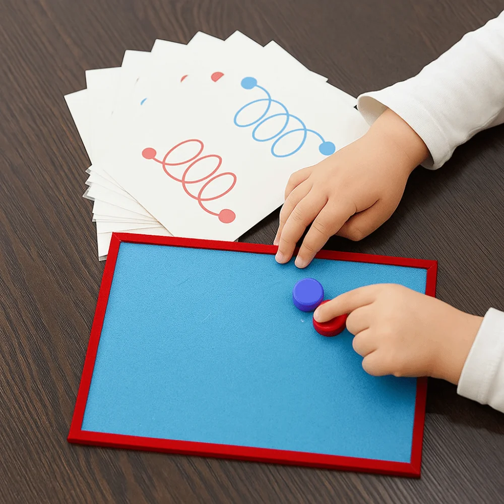 لعبة مسار اليد اليسرى واليمنى من الورق، لعبة تنسيق اليد التفاعلية من مونتيسوري، تحديات التفكير المنطقي