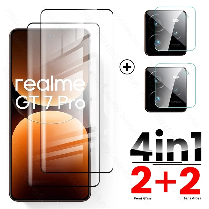 4In1 Camera Glass for Realme GT 7 Pro 5G Tempered Glass Curved Screen Protector on Realmi GT7Pro GT 7 Pro 7Pro Protective Films