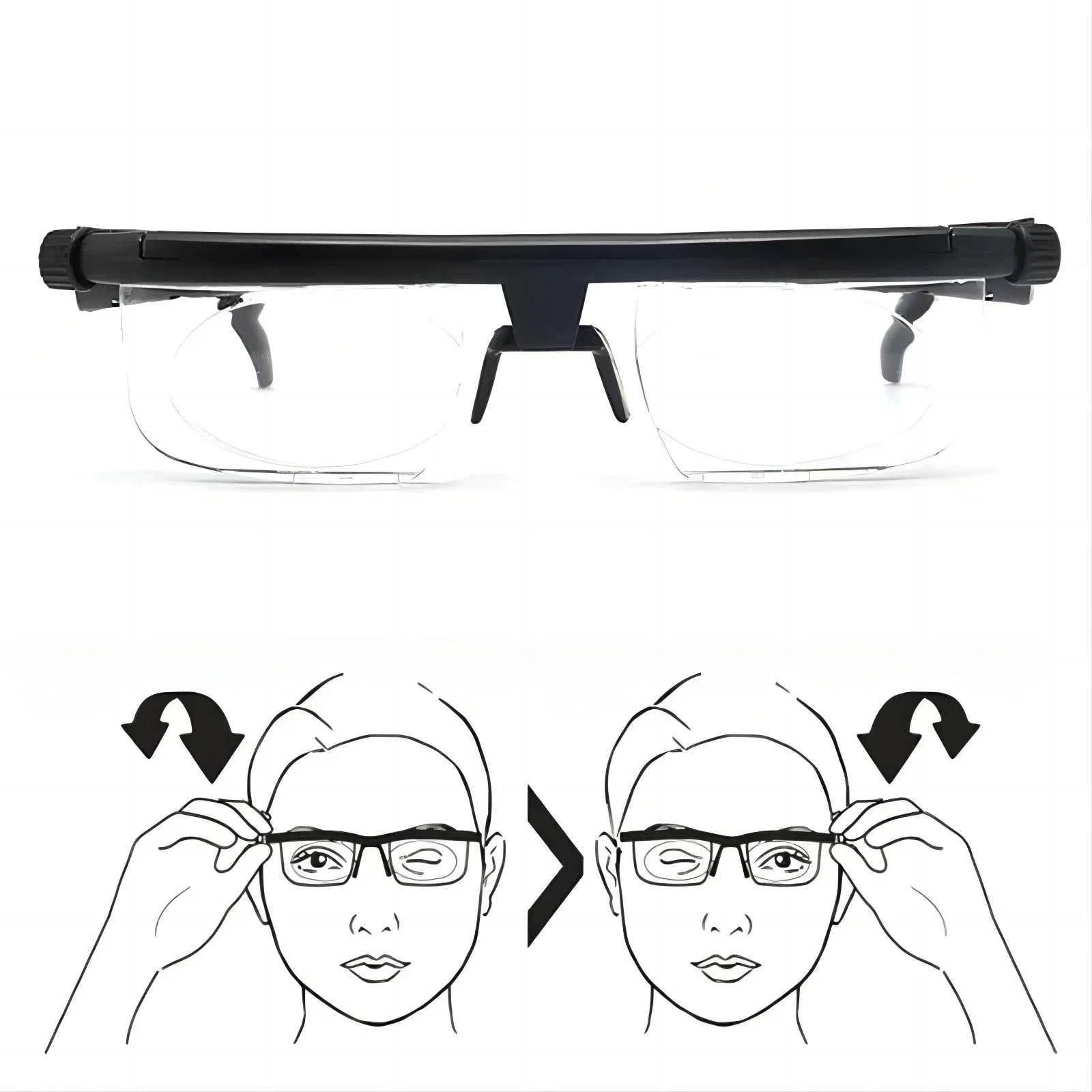 Focus Adjustable Glasses Universal Flexible Diopter Control Eyeglasses Zoom Eyeglasses for Reading Driving