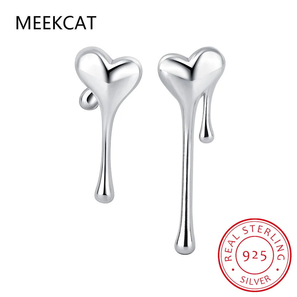 

925 Sterling Silver Fashion Asymmetric Romantic Heart Stud Earring For Women Wedding Party Fine Jewelry Brincos de Prata DA2324