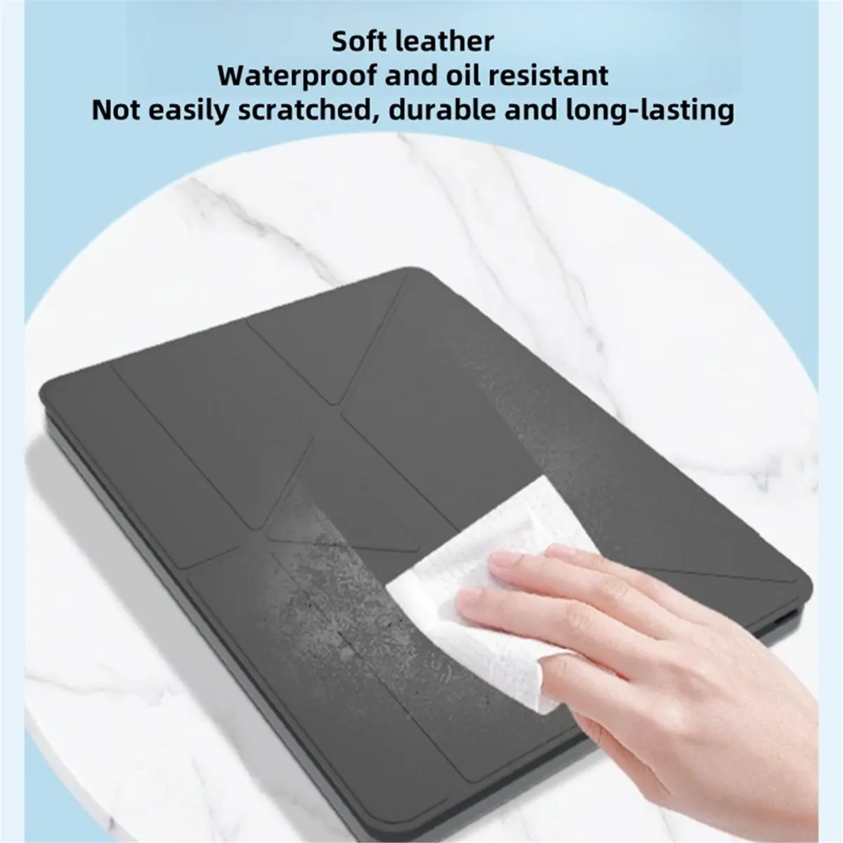 A46U Bluetooth Wireless Folding Keyboard with Touchpad, Leather Cover, Stand, 64 Keys for Tablets Laptop