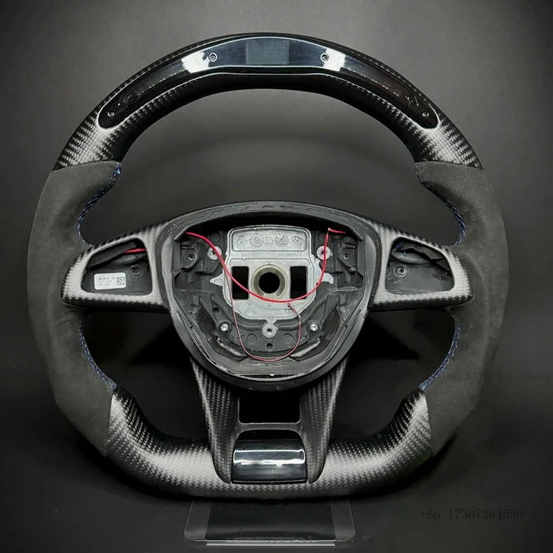 

Руль из карбона, перфорированной кожи и с LED-подсветкой, подходит для Mercedes-Benz AMG A45 C43 C63 E63 S63 W205 C217 W211 A205 W204