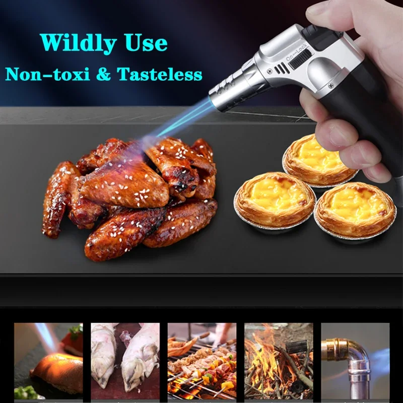 2024 New Butane Torch Kitchen Lighter Refillable Windproof Jet Flame for BBQ Cigar Candle Camping Gas Lighter Men\'s Tools