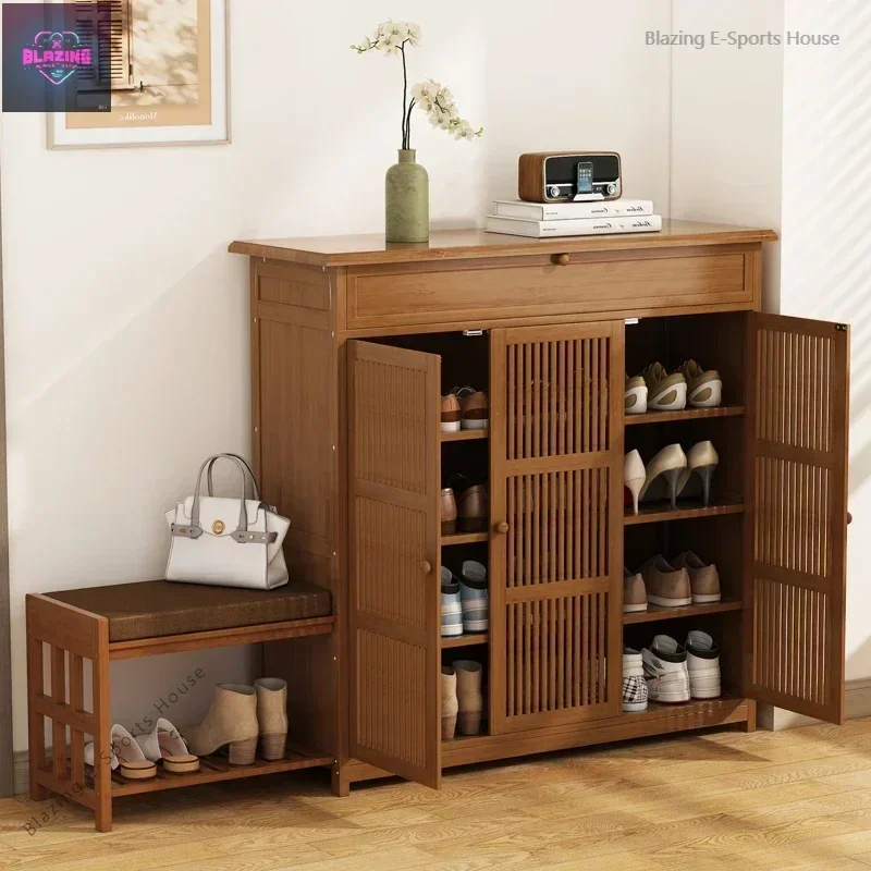 Shelves Bamboo Shoe Cabinets Closet Box Balcony Hallway Transparent Shoe Racks Bamboo Modular Garden Zapatero Home Furniture