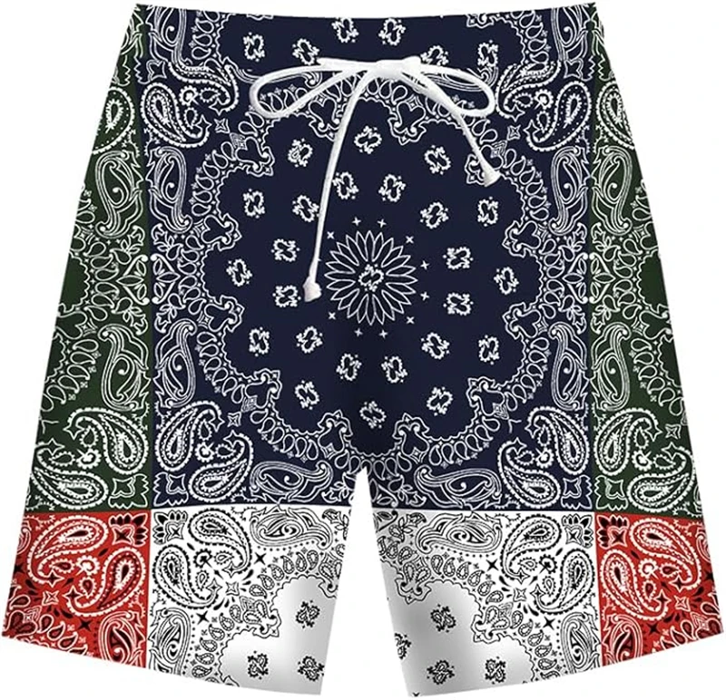 3D Printing Perris Pattern Beach Short Men Retro Casual Drawstring Board Shorts Sea Holiday Casual Fashion Hawaii Swim Trunks