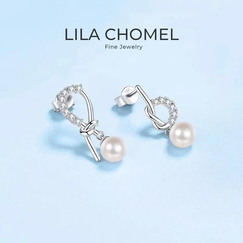 

Valentine's Day White Gold 18K Women Wedding Drop Earrings 0.21CT Moissanite Diamond Girl Birthday Gift 7mm Freshwater Pearl ins