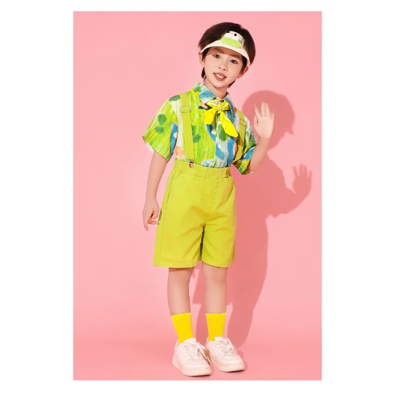New Kids Cheerleading Tutu Outfit Girls Dance Team Uniform Primary School Stage Wear Sports Event Mesh Skirt Performance Apparel