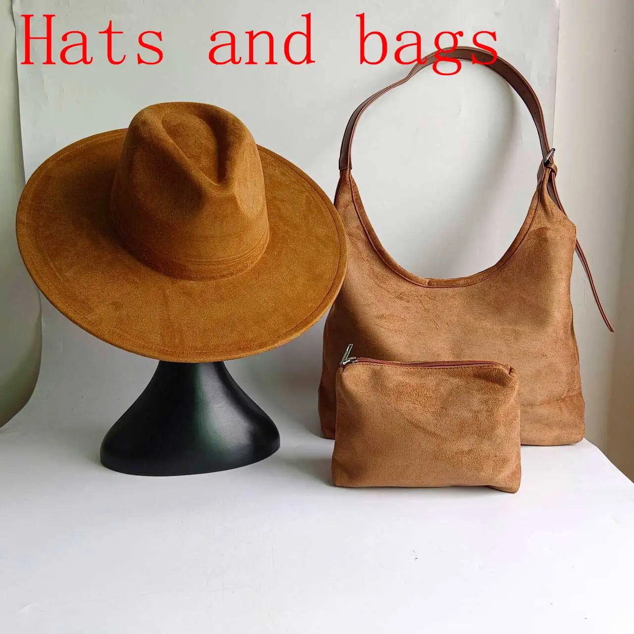 Vegan suede fedora hats and bags with customizable patterns Fall/Winter felt hats Classic church hats Wide-brimmed hats  sombrer
