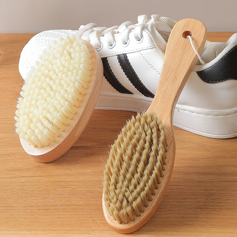 Shoe Cleaning Brushes Laundry Brushes Rubber Wood Bristles Soft Bristles Not Harm Shoes Clothes Household Cleaning Tools