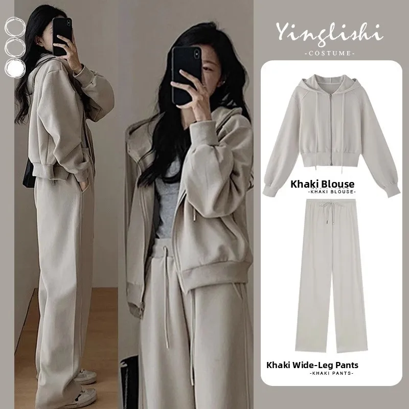 

Fashionable Sporty Women's Outerwear Set Large Size Autumn Salt Series Street Style Slimming Trendy Ensemble for plus Size
