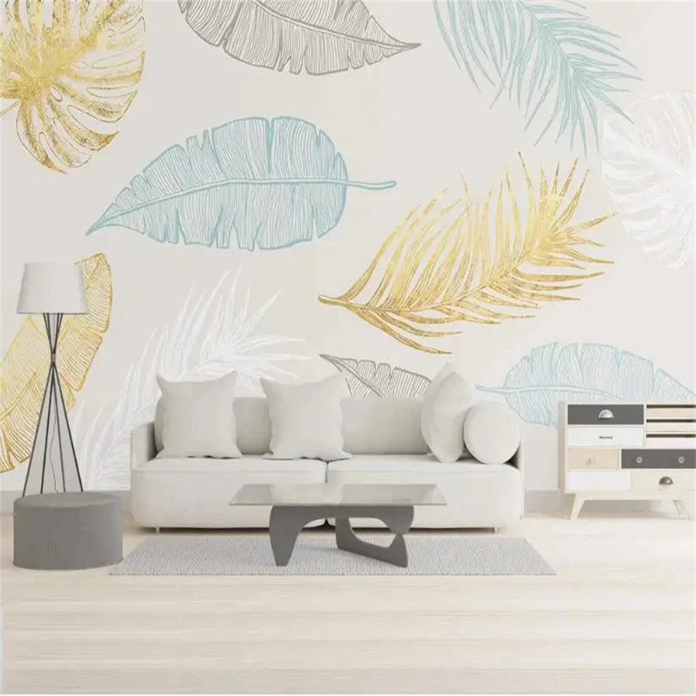 

Custom photo Mural Wallpaper for Living Room Bedroom Yellow leaf feather home Decor Landscape Painting 3D Wall Papers Stickers