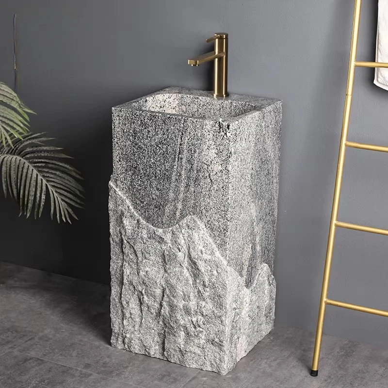 

Уличная напольная раковина-колонна для двора, интегрированная напольная раковина для балкона, мраморная раковина для дома