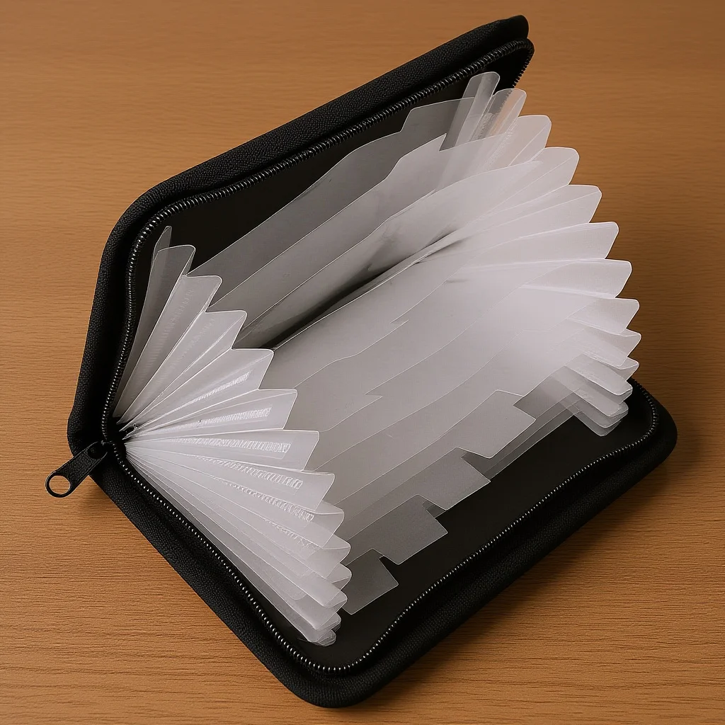 Mini Accordion File Folder A6 Portable Organizer Smooth Zipper Document Storage Travel Receipt Bill Organizer Important Papers