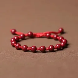 Customized Natural Red Cinnabar 6mm Beads Bracelet Jade Round Hand Weaving Jewellery Fashion Man Woman Luck Amulet New