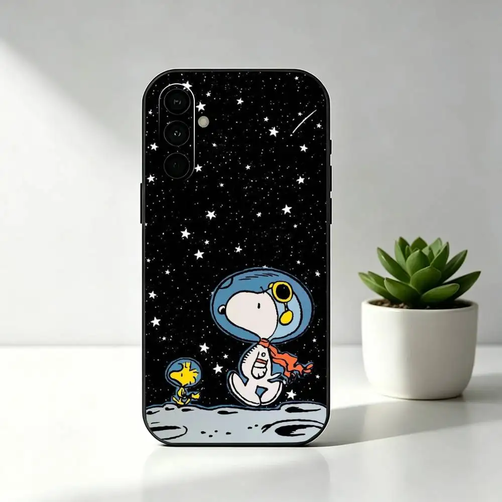 C-Cute S-Snoopys Phone Case Black Silicone Soft For Samsung Galaxy A73,A72,A71,A70,A53,A52,A51 view 2