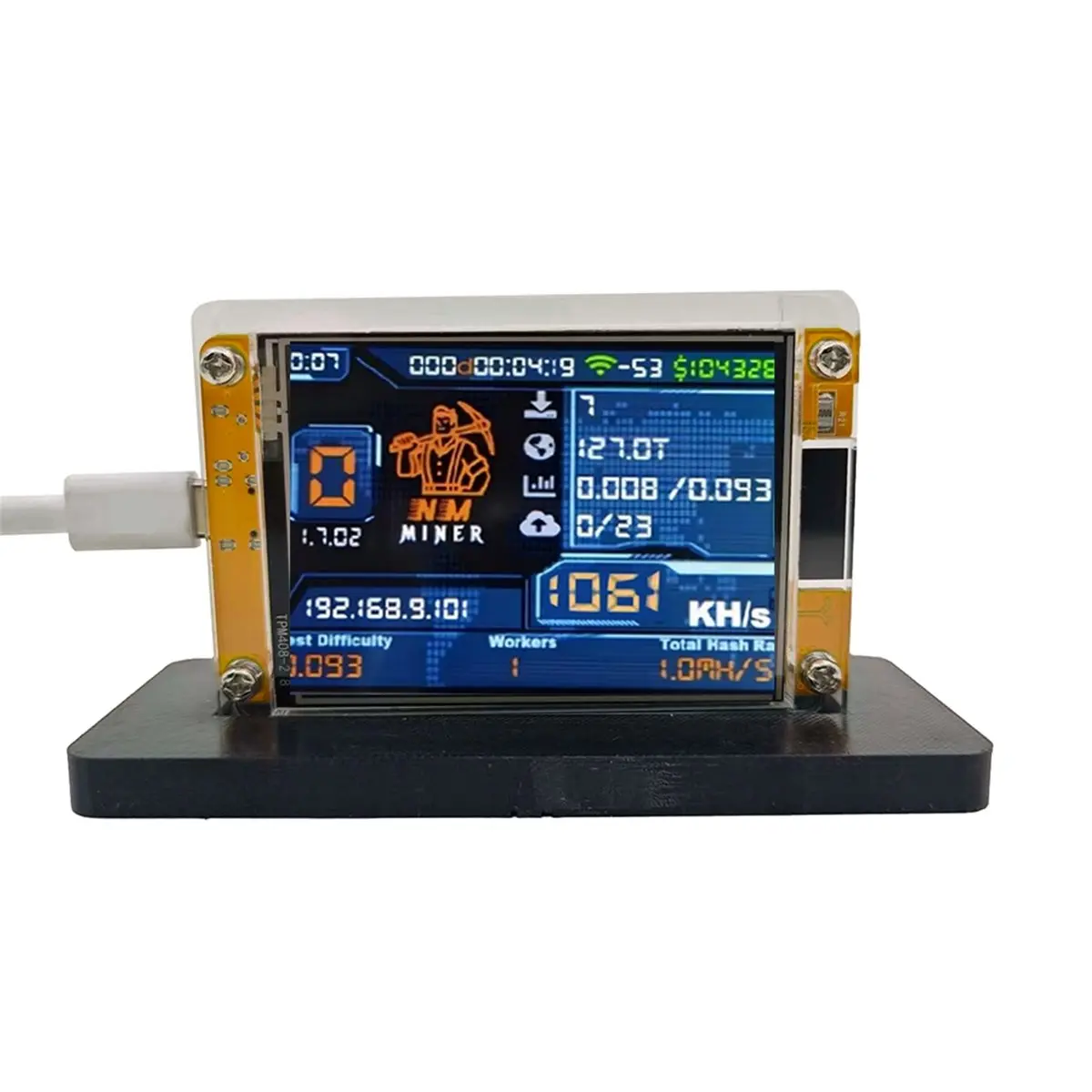 3X1060KH/S NMMiner NerdMiner+Stand Upgraded Harshrate 2.8 Inch Smart Display Bitcoin Crypto Solo Lottery Miner
