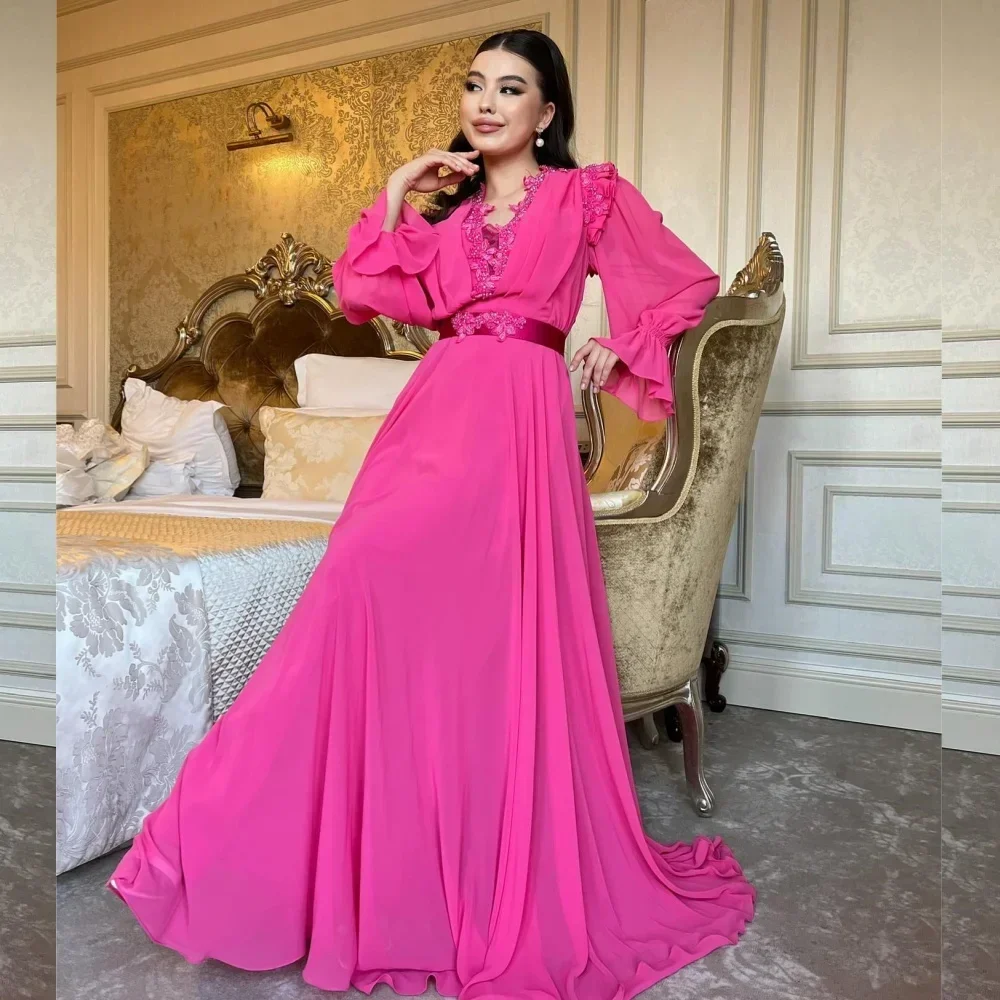 Customized Price AdjustmentJersey Flower Beading Ruffle Ruched Birthday A-line V-neck Bespoke Occasion Gown Long Dresse