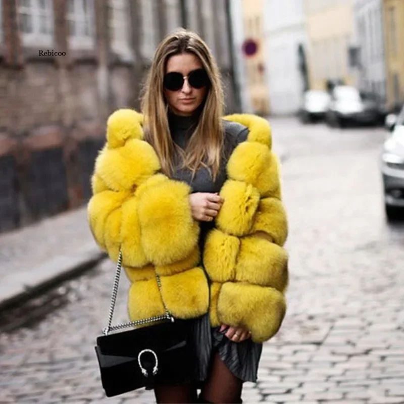 BWQ American Fashion Fur Coat with Hat and Patchwork Coat Imitating Fox Fur Solid Color Loose Casual Jacket Female Clothing