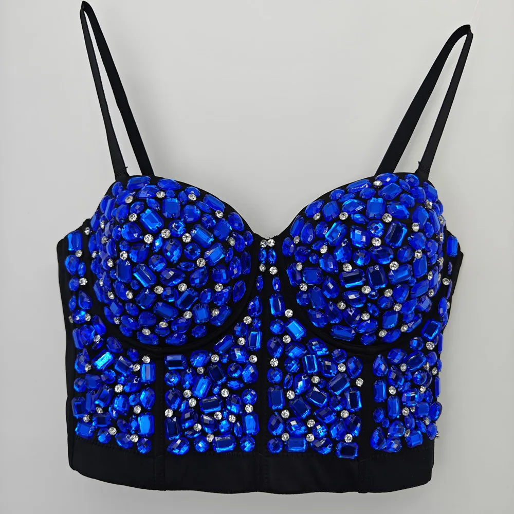 

Nightclub Rave Pure Lust Studded Sheath Camisole Top Bright Diamonds Outwear Designer Vacation Peplum Women'S Party Robe
