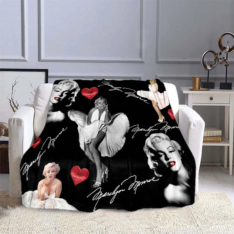 Marilyn Monroe Printed Blankets Sofa Bed Cover Soft and Hairy Blanket Soft Warm Flannel Throw Comfortable Blanket Blankets Gift