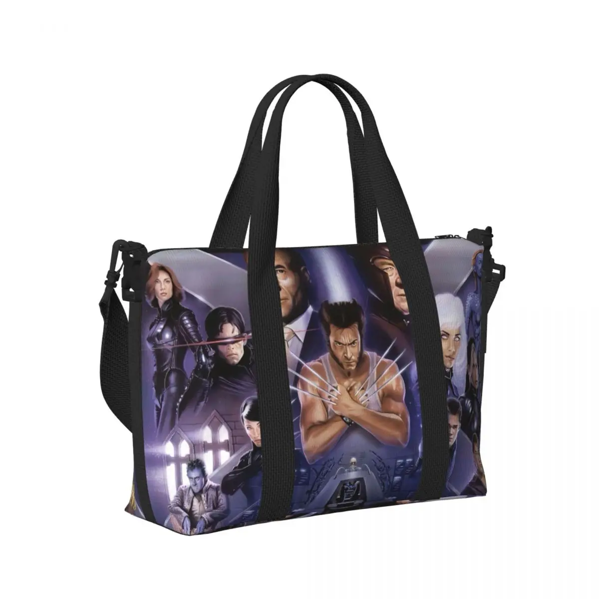 مخصص X-Men Marvel Film Beach Tote حقيبة المرأة مقصورة كبيرة حقائب السفر الشاطئية