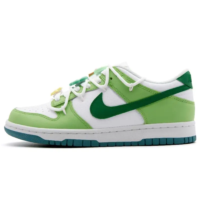 【Customize】Nike Dunk Skateboarding Shoes Women's Low-top White/green Sneakers shoes FD9911-101