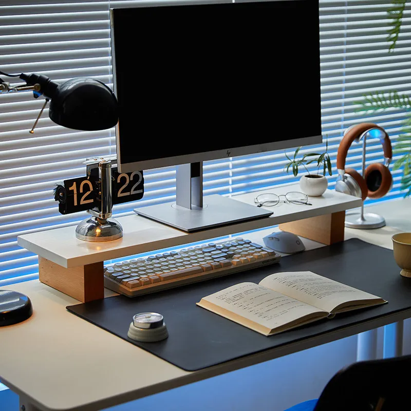 Monitor Heightening Rack Minimalist Solid Wood Monitors Racks Modern Office Desktop Computer Stand Study Room Storage Racks