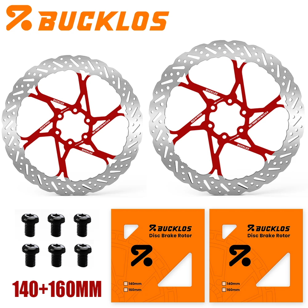 BUCKLOS 2 Stück Fahrrad-Bremsscheiben 160mm 140mm 180mm 203mm Bremsscheiben mit Wärmeableitung Hydraulische Scheibenbremsen Rotor