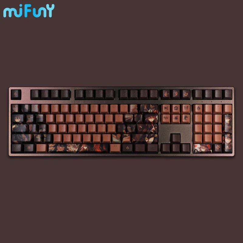 Imagem -02 - Mifuny Genshin Impact Full Conjunto Teclado Keycapds Walnut Astringency Phone Case Chocolate Custom para Teclados Mecânicos Acessórios