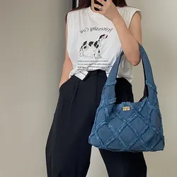 Quaste Denim Tasche Marke Leinwand Tasche Frauen tasche große Kapazität lässige Schulter Handtasche Einkaufstasche Aufbewahrung tasche Wildleder Drops hip