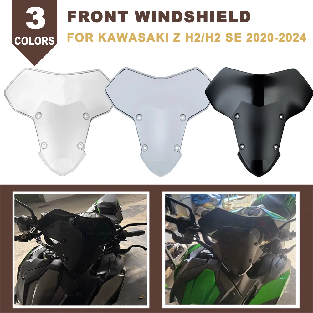 

Motorcycle Windshield Windscreen Air Deflectors Wind Shield Screen Visor Protector For Kawasaki Z H2 Z-H2 SE ZH2 2020-2024 2025