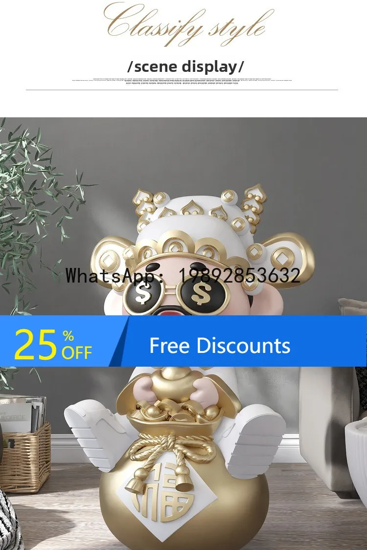 Z4  Creative God of Wealth Lucky Bag Floor Ornament Living Room Store Wealth-Attracting Decoration Opening Housewarming Gift