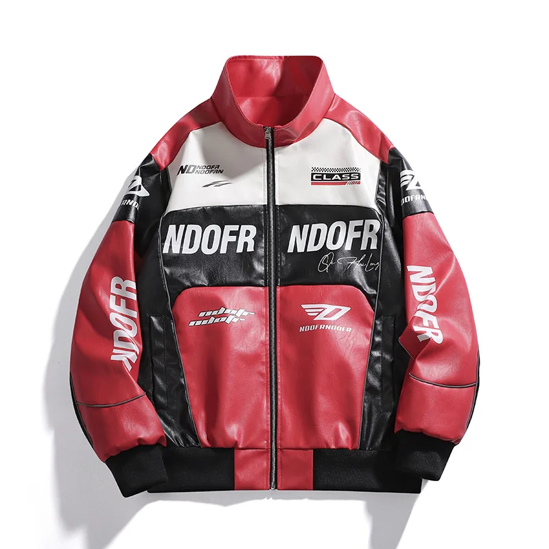 

Мужская приталенная куртка из искусственной кожи, красная, в байкерском стиле, для езды, модная, весенне-осенняя, в американском ретро-стиле, кожаное пальто