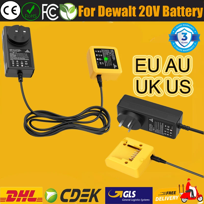 

For Dewalt 20V Battery Charger 220V EU AU UK US Plug For Dewalt 10.8V 12V 14.4V 18V 20V DCB112 DCB206 DCB205 DCB107 DCB115