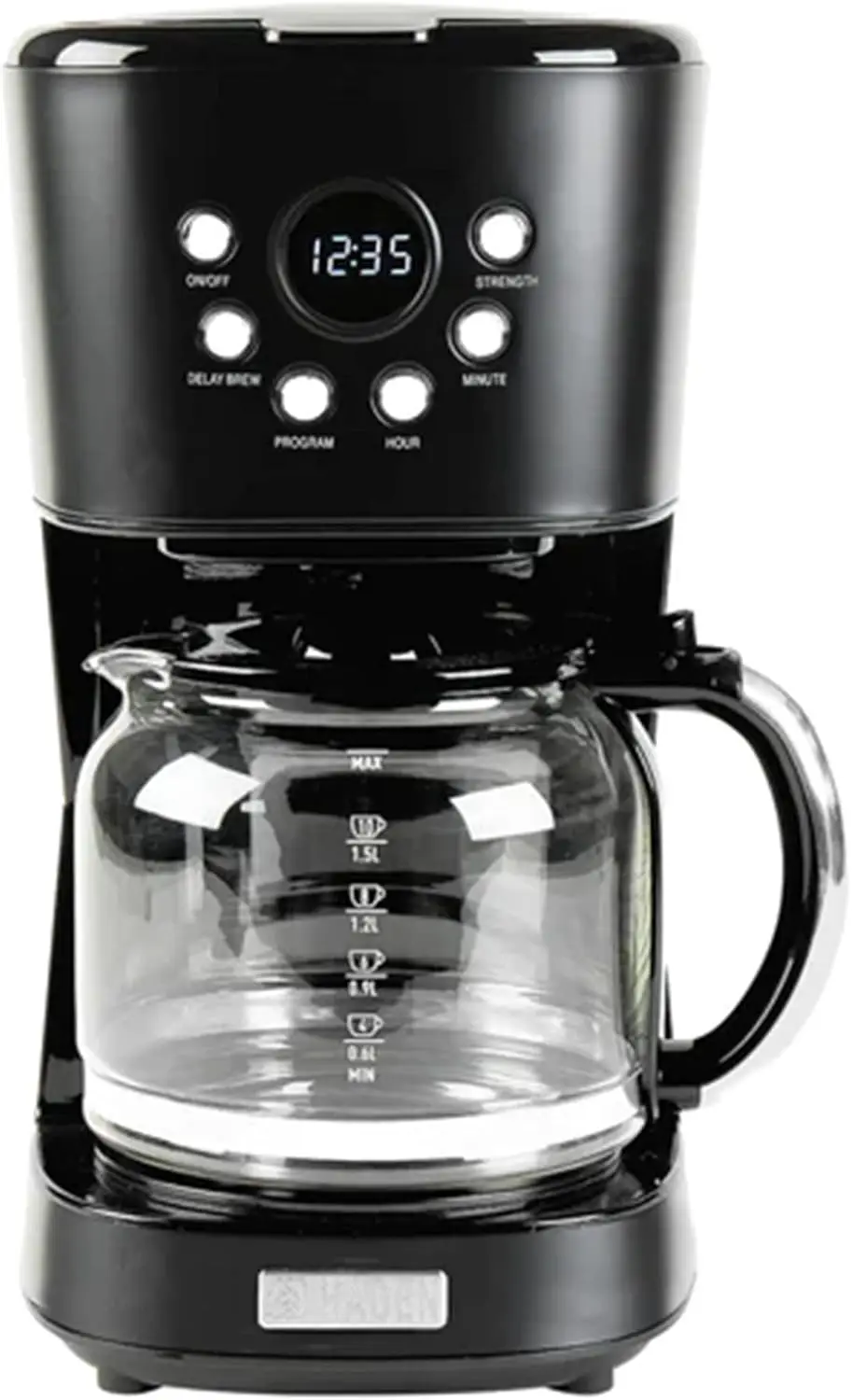 Coffee Machine, 12 Cup Drip Coffee Maker Bundled with Heritage 1.7 Liter Stainless Steel Electric Kettle, Black & Chrome